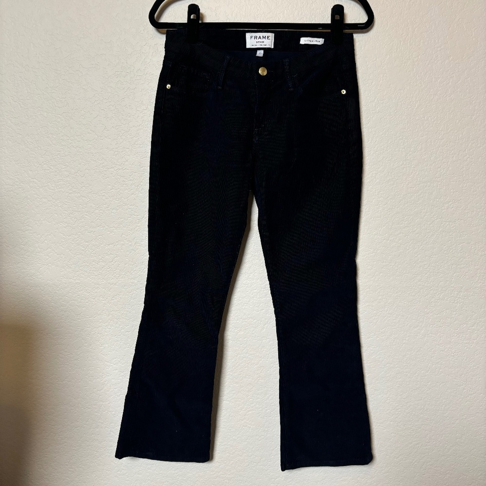 Frame Women's Navy Blue Corduroy Le Crop Mini Boot Size 25